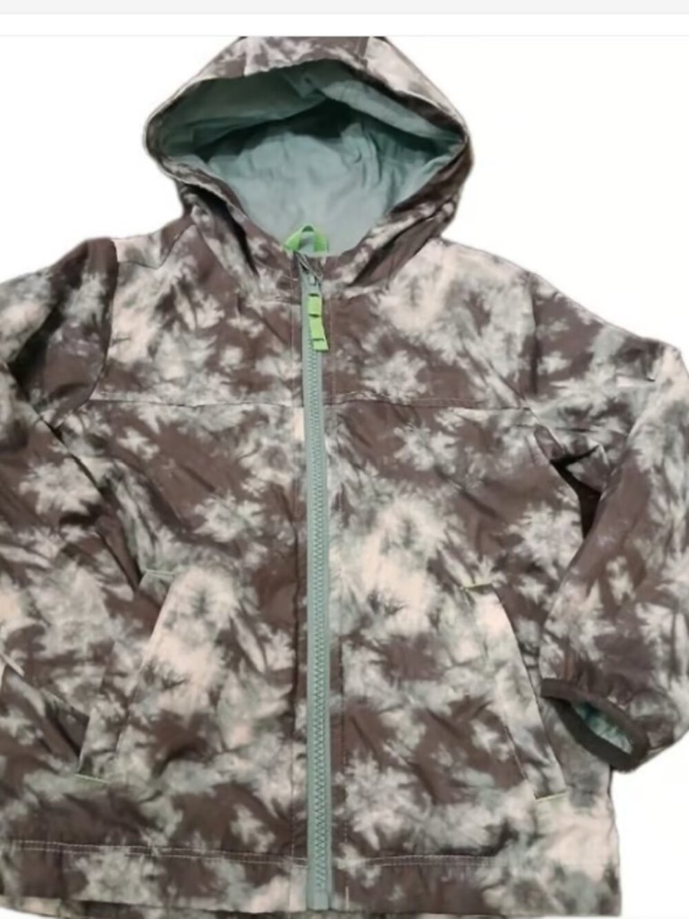 Cat & Jack Boys Camo Tie Dye Hooded Rain Jacket Windbreaker 6/7